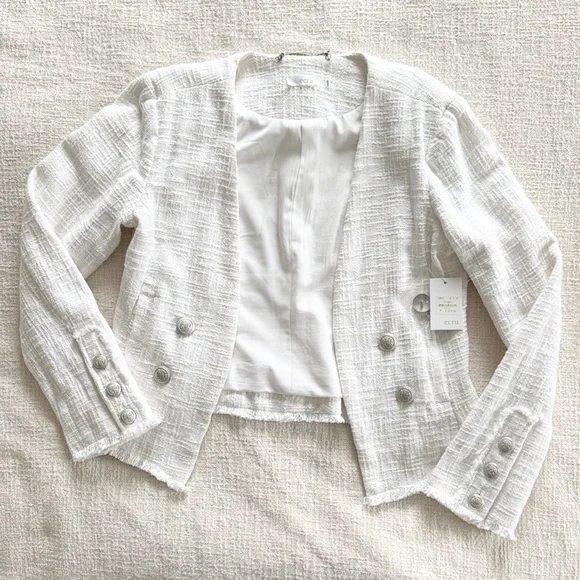 NWT Ecru Size Small White Textured Blazer - Picture 1 of 4